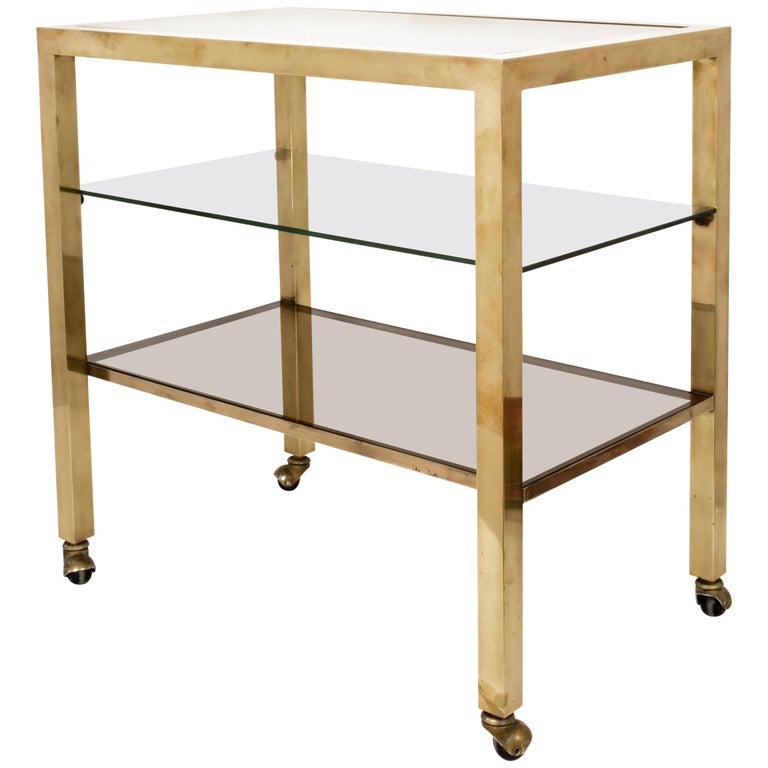Bar Cart Italy On Three Levels And Smoked Gl Vintage 1970s Gold Bar Cart Italy On Three Levels And Smoked Gl Vintage 1970s Gold Plated Br