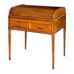 George III Period Metamorphic Satinwood Tambour-Top Desk