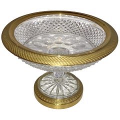 Wonderful French Doré Bronze Cut Crystal Ormolu Pedestal Bowl Baccarat Compote