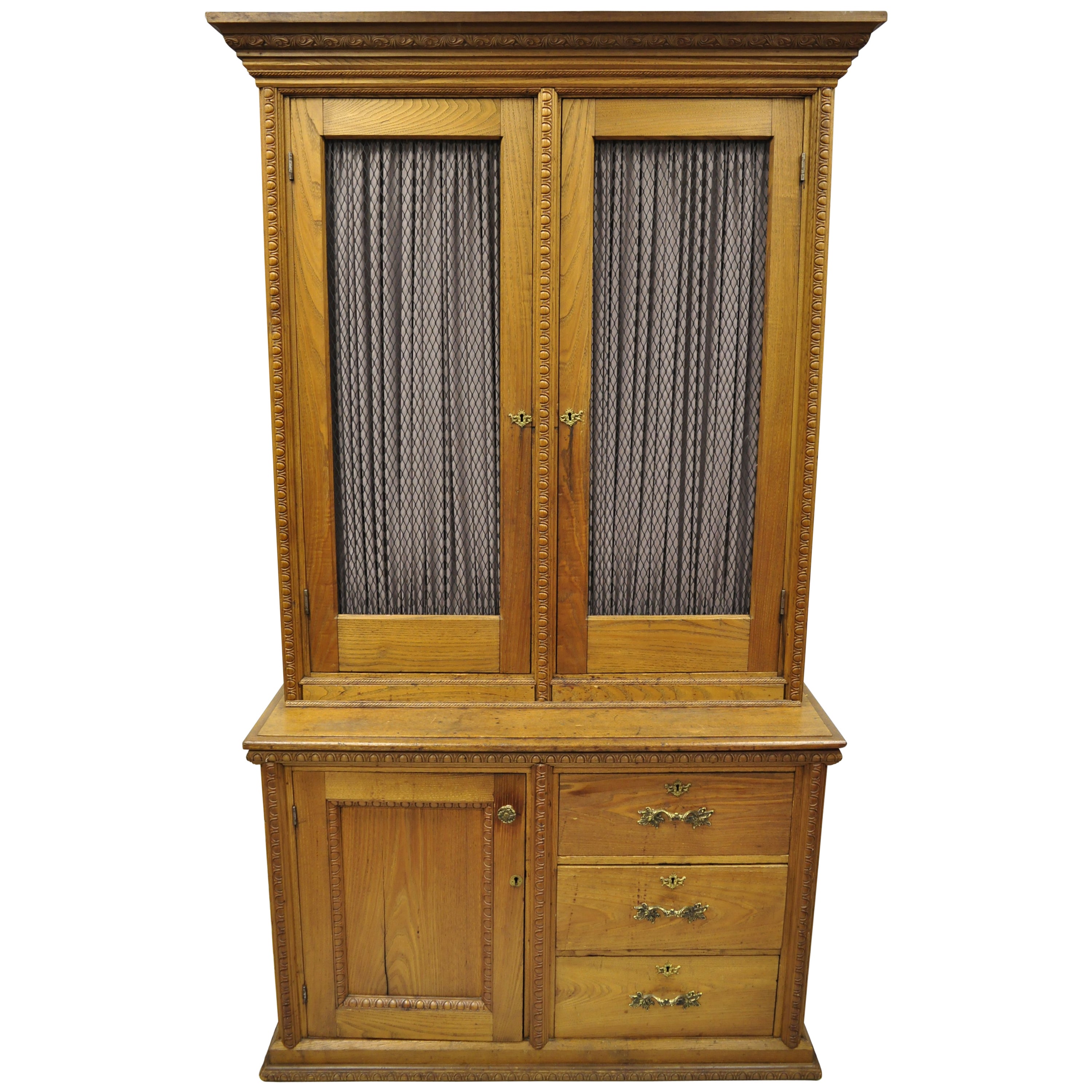 Antique Victorian Golden Oak Bookcase Hutch Buffet China Cabinet Antique Victorian Golden Oak Bookcase Hutch Buffet China Cabinet Tall Cupboard For At 1stdibs