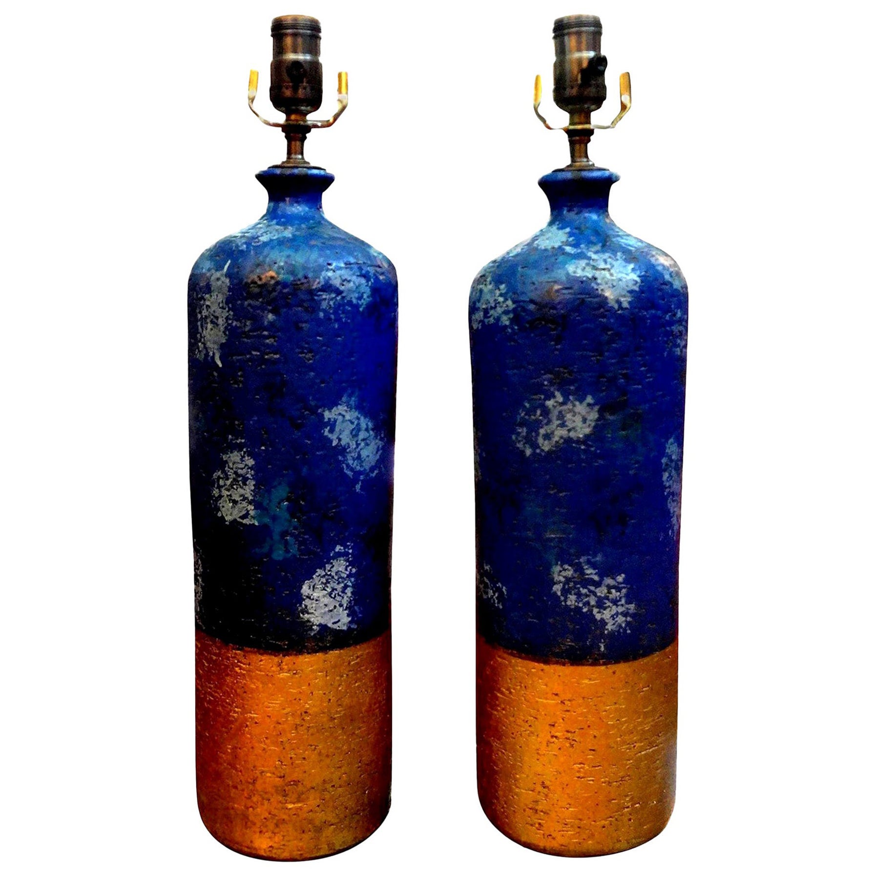 Pair of Italian Pottery Lamps by Aldo Londi for Bitossi For Sale