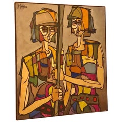 Signed Mid-Century Modern Picasso Style Painting
