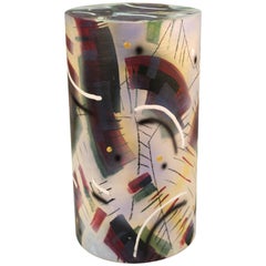 Memphis Postmodern Painted Ceramic Pedestal or Side Table