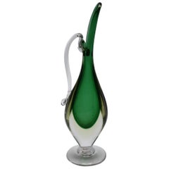 Green Balboa Sommerso Glass Vase, circa 1960