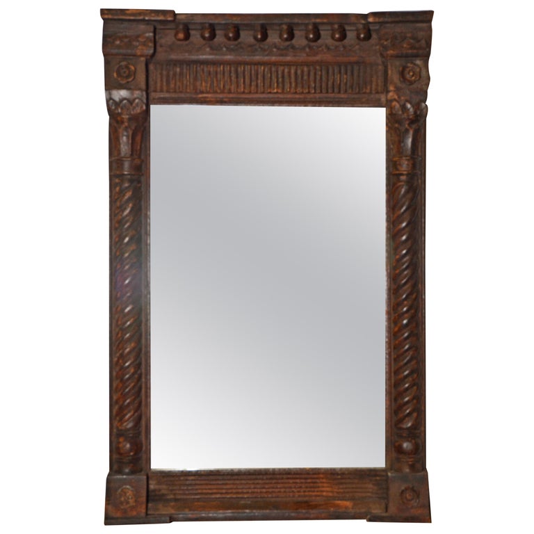 Antique HandCarved Wood Mirror with Classical Details For Sale at 1stDibs