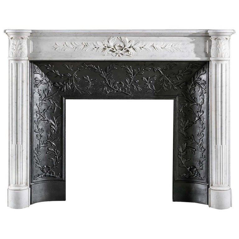 Louis XVI Carrara marble fireplace surround, 19th century, offered by Westland London