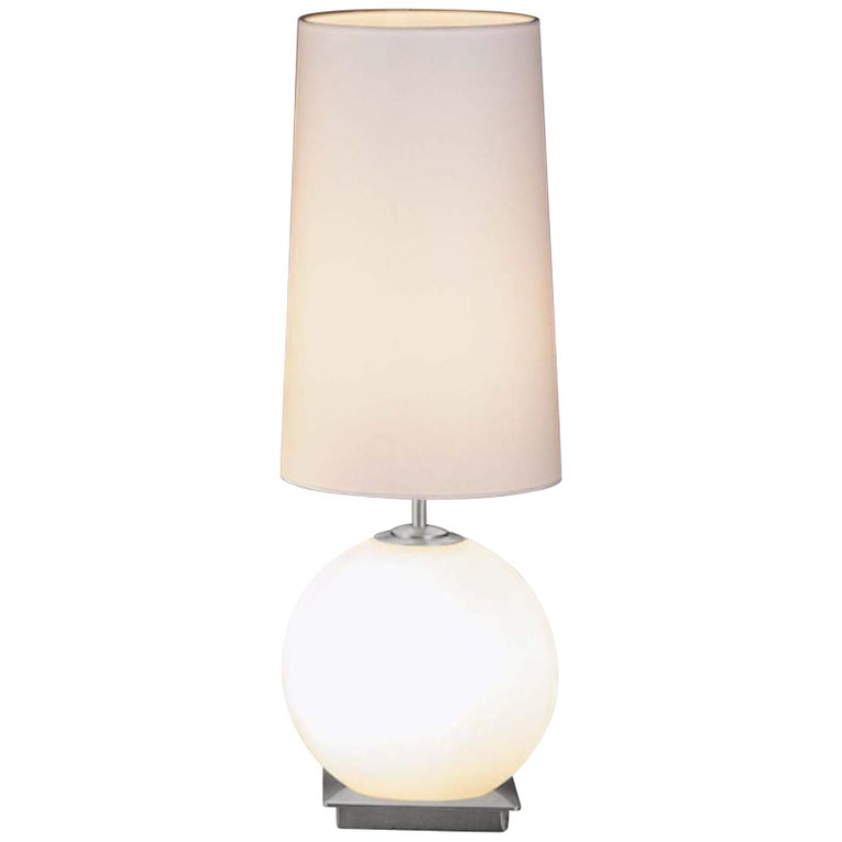 Galileo Frosted Glass and Satin Nickel Table Lamp by Holtkoetter For Sale