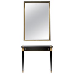 Astor Black Lacquered Console with Gold Leaf Details