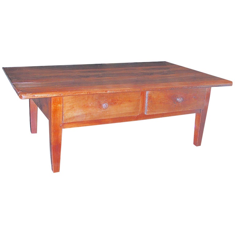 19th Century French Fruitwood Coffee Table With Two Drawers At 1stdibs French 19th Century Cherrywood Coffee Table With Two Large Drawers