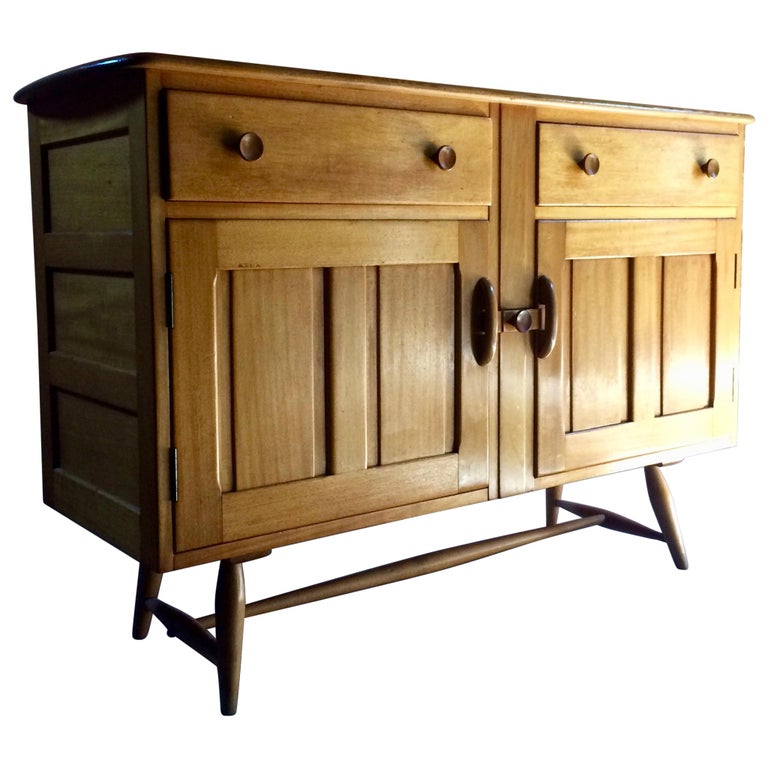 Vintage Midcentury Ercol Elm Sideboard Credenza For Sale at 1stdibs