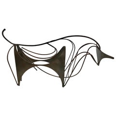 Modern Abstract Three-Dimensional Brass Sculpture "Bull" after Alexander Calder