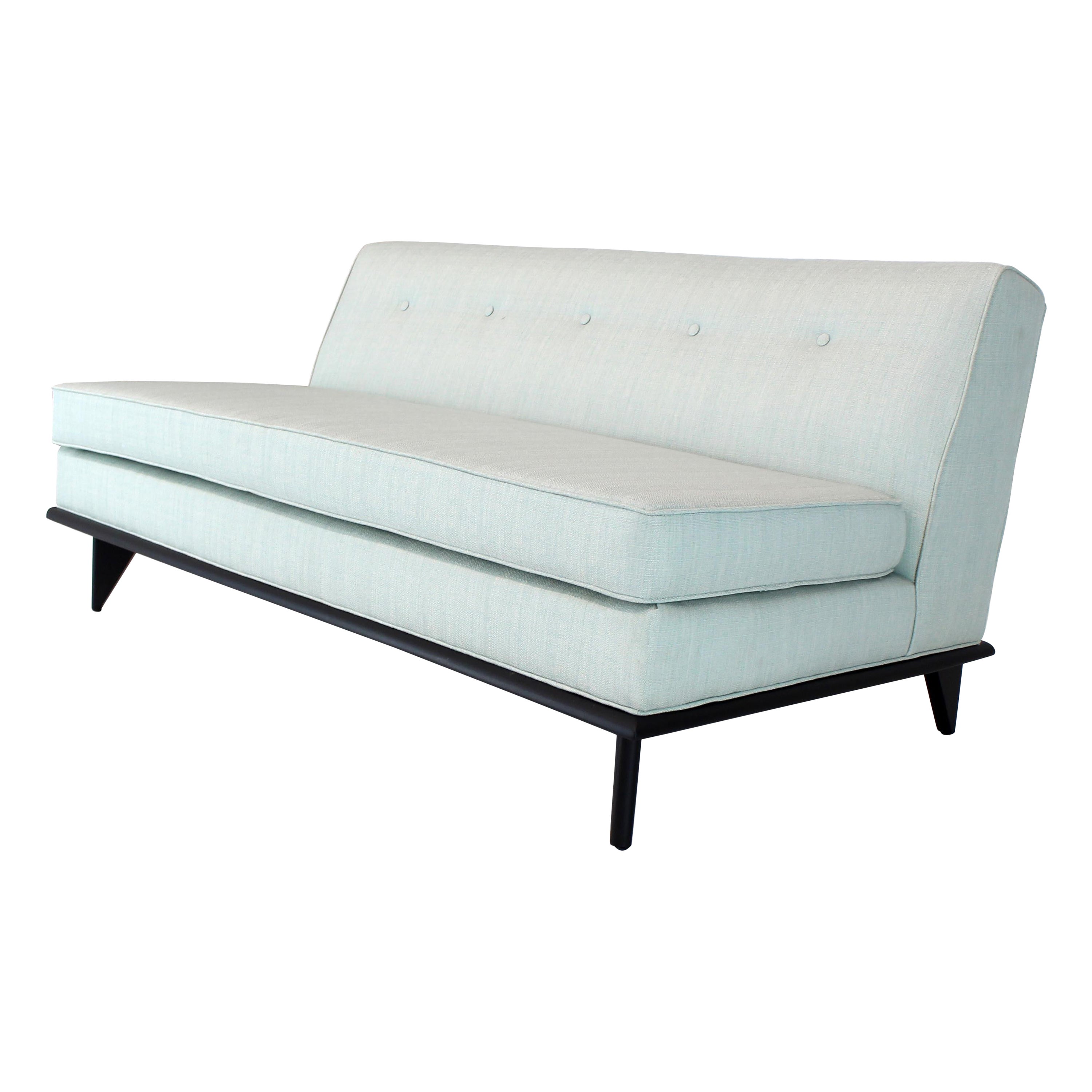 New Upholstery John Widdicomb Mid-Century Modern Loveseat Couch For Sale