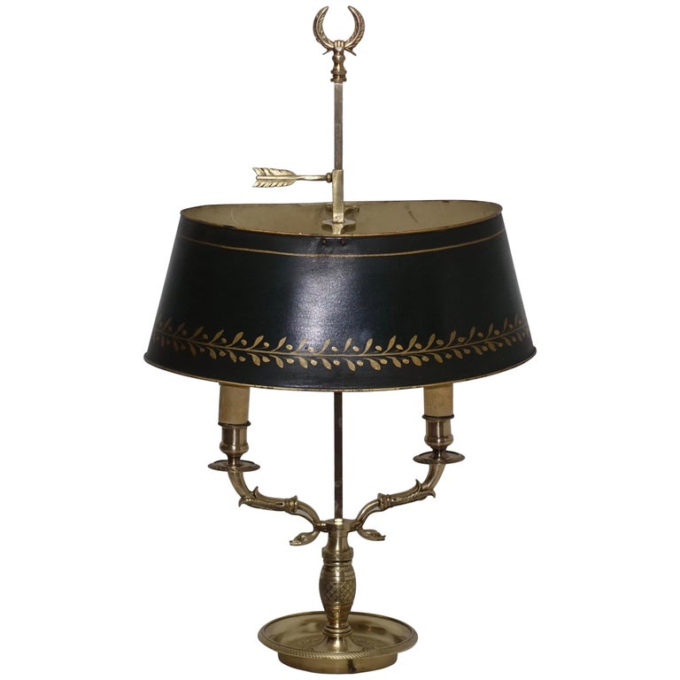 19th Century French Bouillotte Lamp For At 1stdibs Brass Swan Neck Bouillotte Lamp With Tole Shade French 19th Century