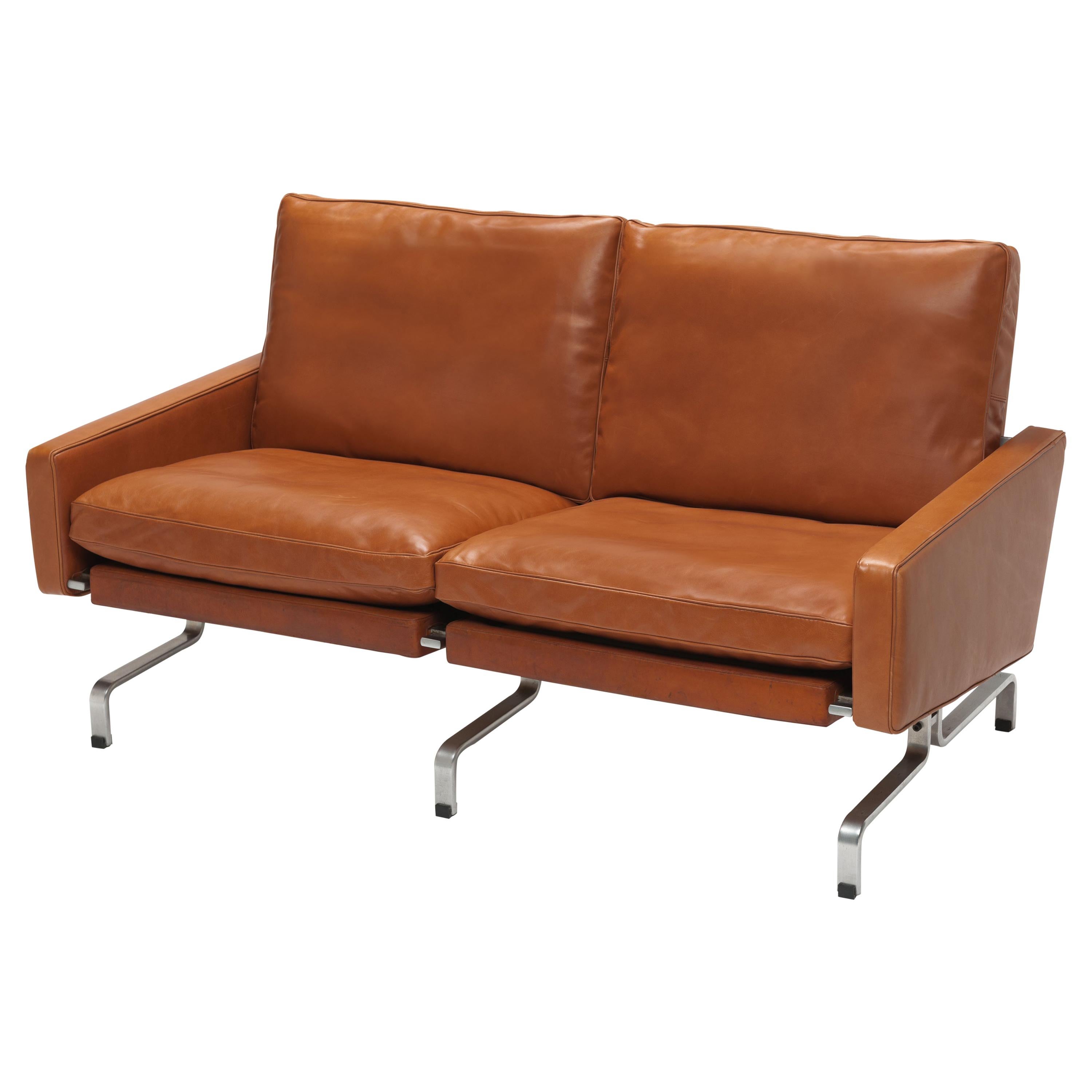 Cognac PK 31 /2 Sofa von Poul Kjærholm für E. Kold Christensen 