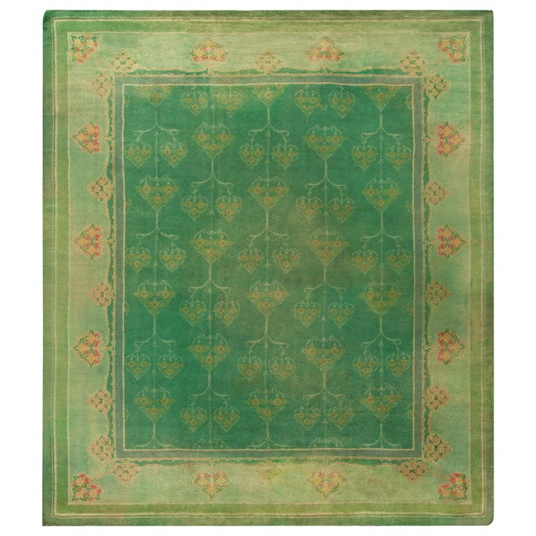Green Vintage Irish Donegal Rug For Sale at 1stdibs