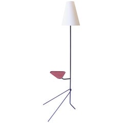 Vintage Mathieu Matégot Floor Lamp with Adjustable Tray, France, 1950s