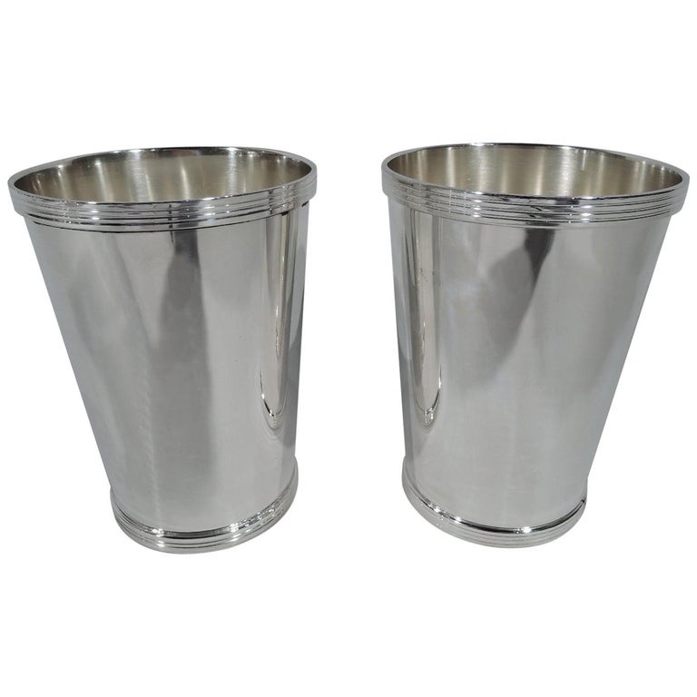 Set of Six Small Sterling Silver Cups by Cartier For Sale at 1stdibs