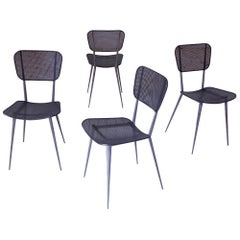 Vintage Set of Four Mathieu Matégot Dining Chairs, France, 1950s