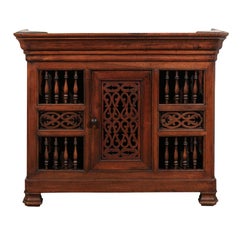 1850s, Louis Philippe French Dauphinoise Walnut Panetière with Openwork Motifs