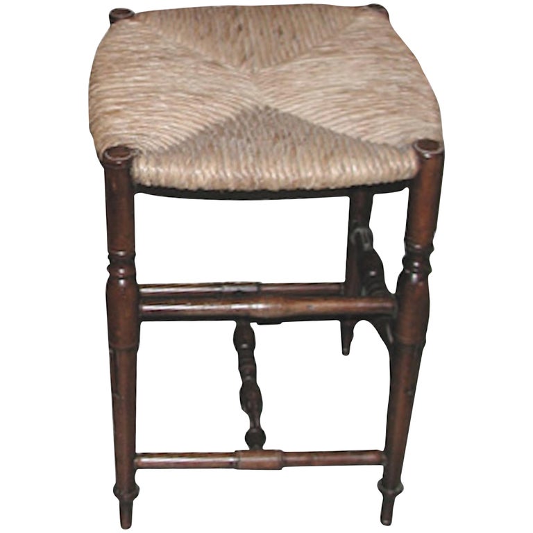 Reproduction French Louis Xvi Style Bar Stool With Rush Seat And No Reproduction French Louis Xvi Style Bar Stool With Rush Seat And No Back For