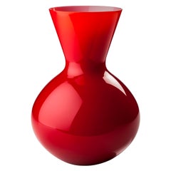 Idria grand vase rond en verre rouge de Venini