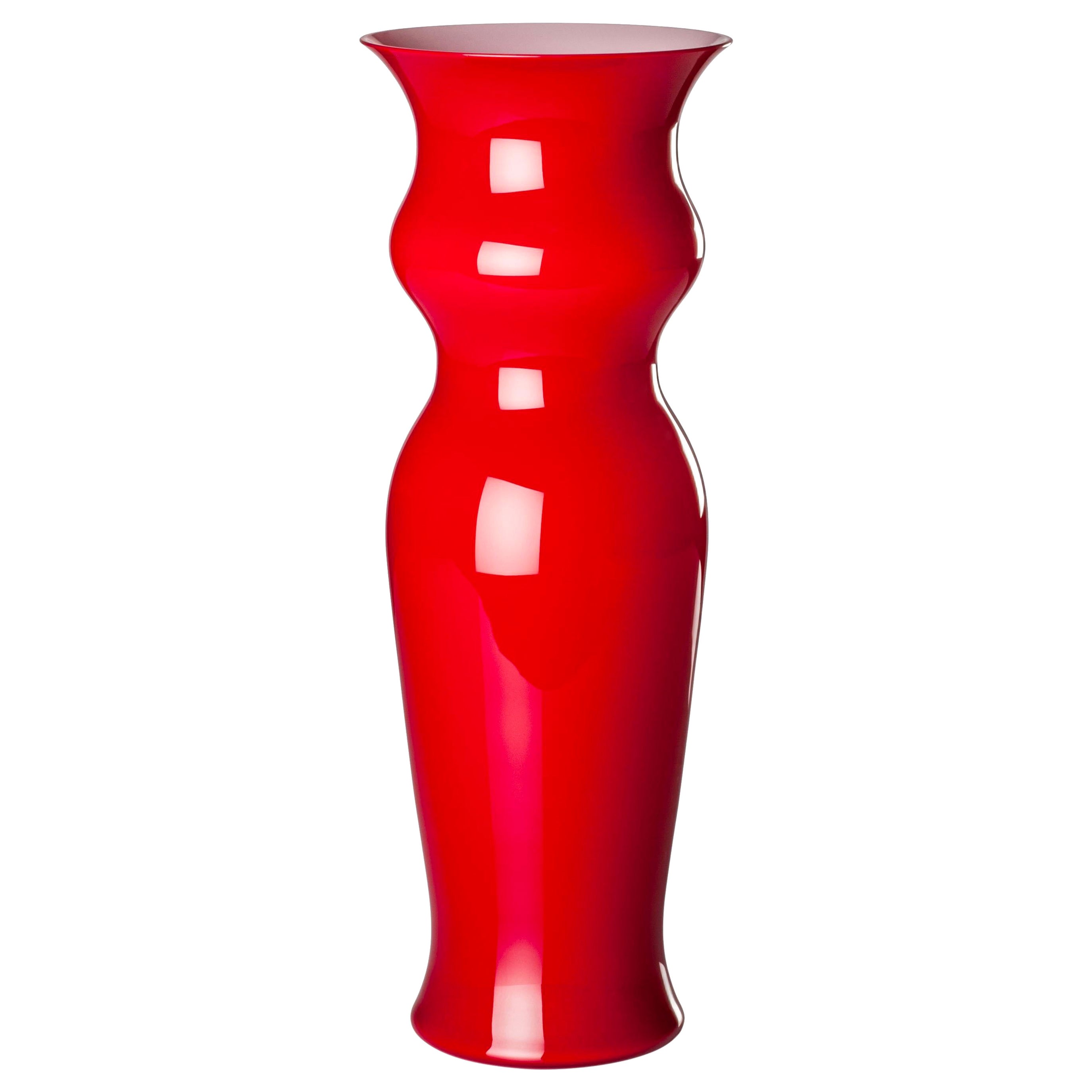 Venini Tall Odalische Glass Vase in Red by Leonardo Ranucci For Sale