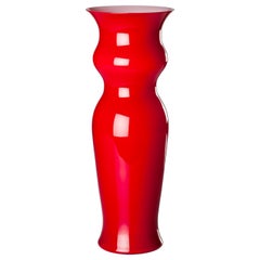 Venini Tall Odalische Glass Vase in Red by Leonardo Ranucci