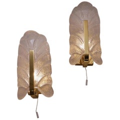 Vintage Brass Wall Lights Set of Two Carl Fagerlund Orrefors, 1960s, Swedish