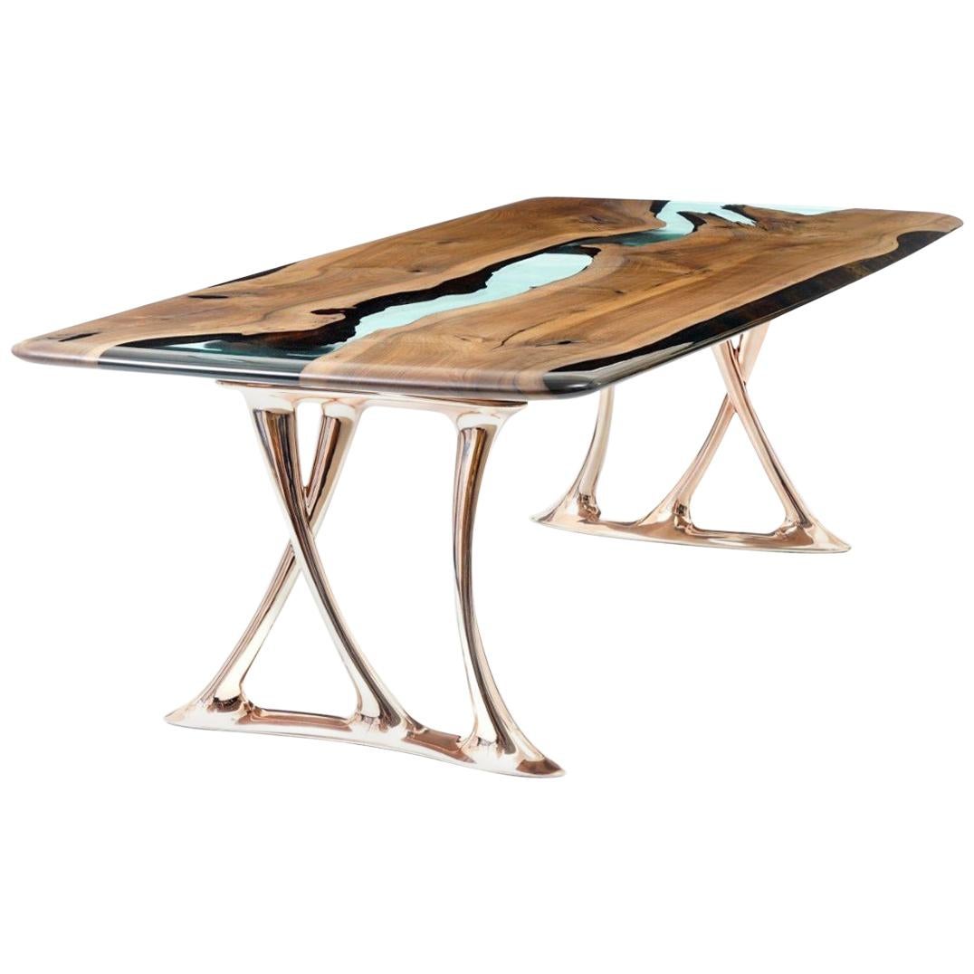 Osso 270 Epoxy Resin Walnut Dinning Table For Sale