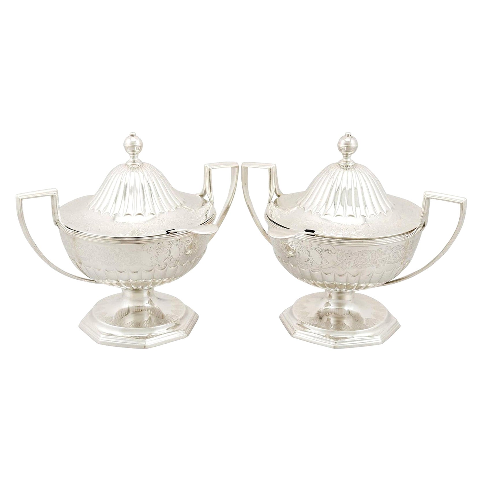 J Hall 19th C. "Quadrupeds" Blue and White Sauce Tureen, Stand and