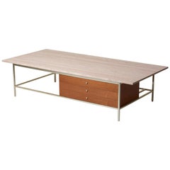 Travertine Stone Top Coffee Table by Paul McCobb for Directional / WK