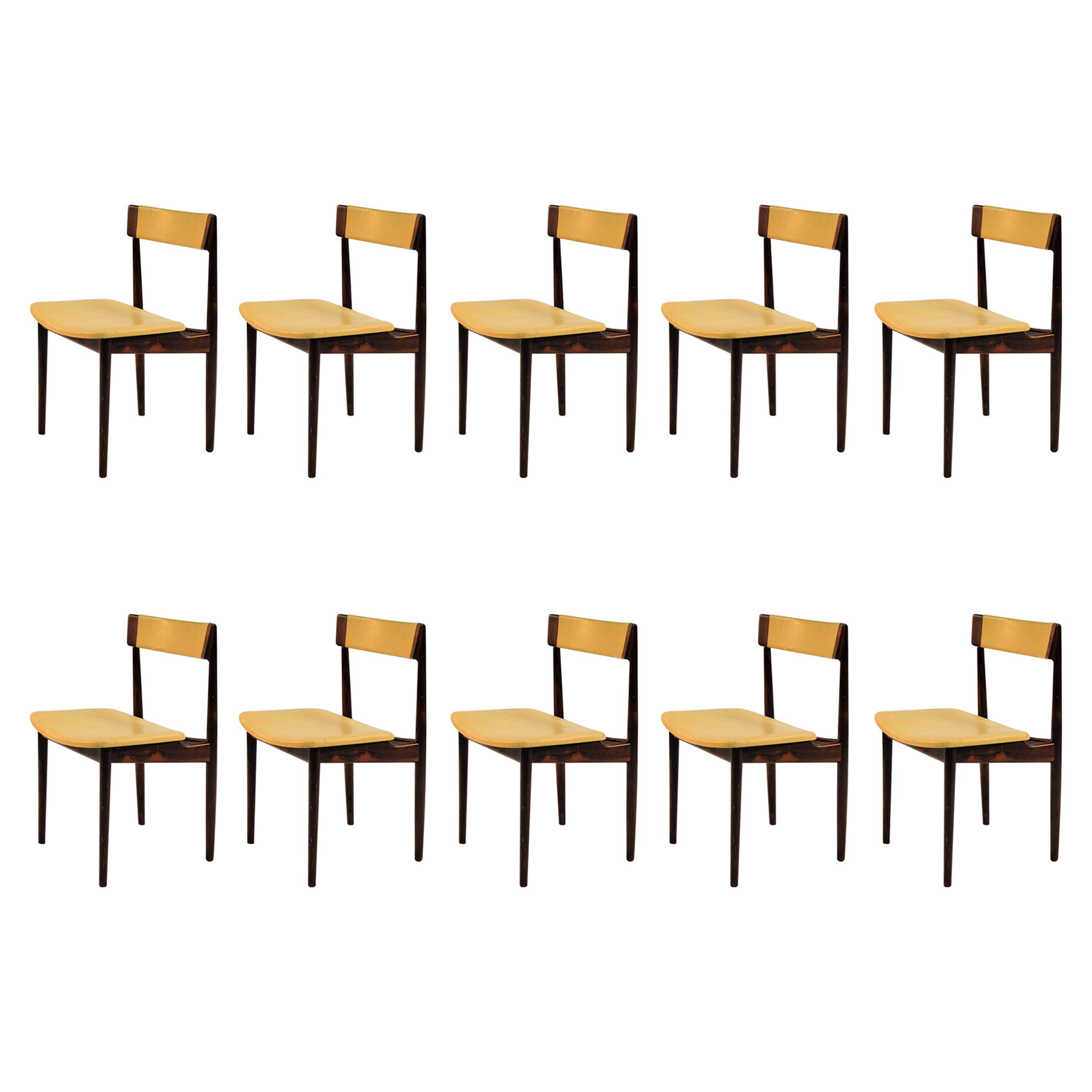 1960s Set of Ten Henry Rosengren Hansen Model 39 Dining Chairs in Rosewood
