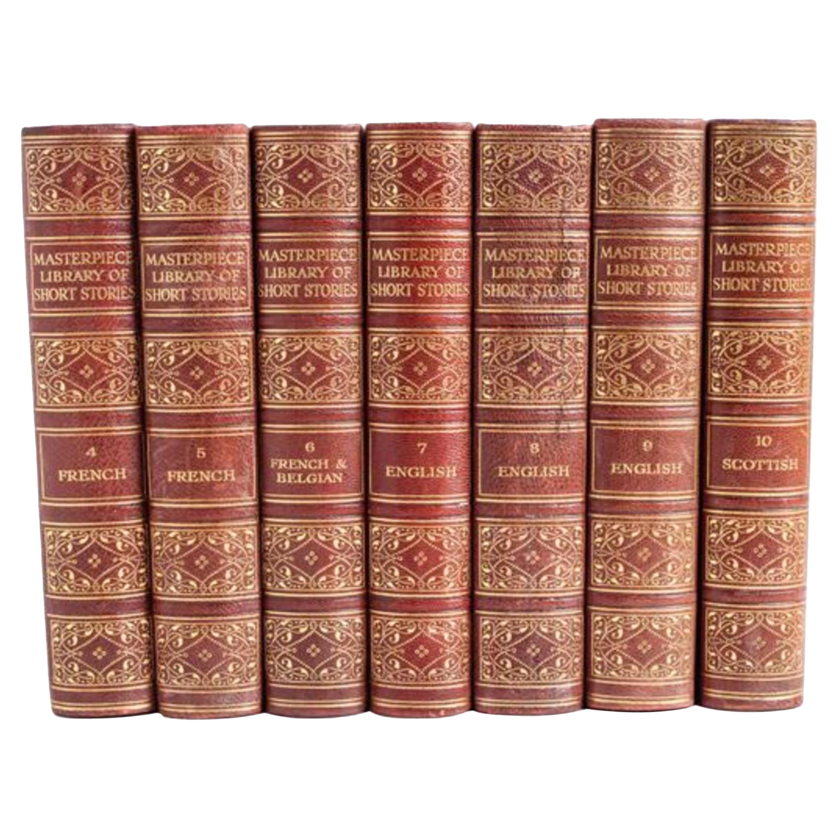 Collectional de 17 livres anglais reliés en cuir et ornés d'outils dorés, vendus comme un ensemble. en vente