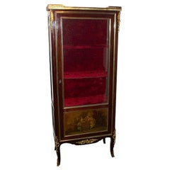 Antique French Late 19th Century Mahogany "Vernis Martin" Display Case