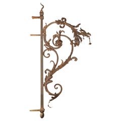 Large 19th Century Forged Iron Lantern Holder from Poitiers France