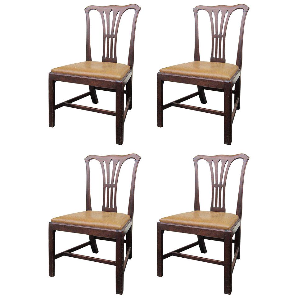 Set of Four 19th Century Chippendale Style Chairs from an English Atlanta Estate