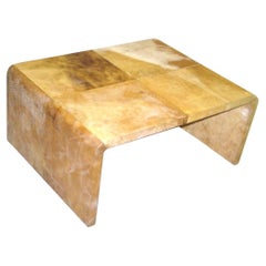 Large French Mid-Century Parchment Coffee Table in Style of Jean-Michel Frank