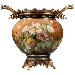 Jardinière en faïence attribuée à F. Barbedienne, France, vers 1880