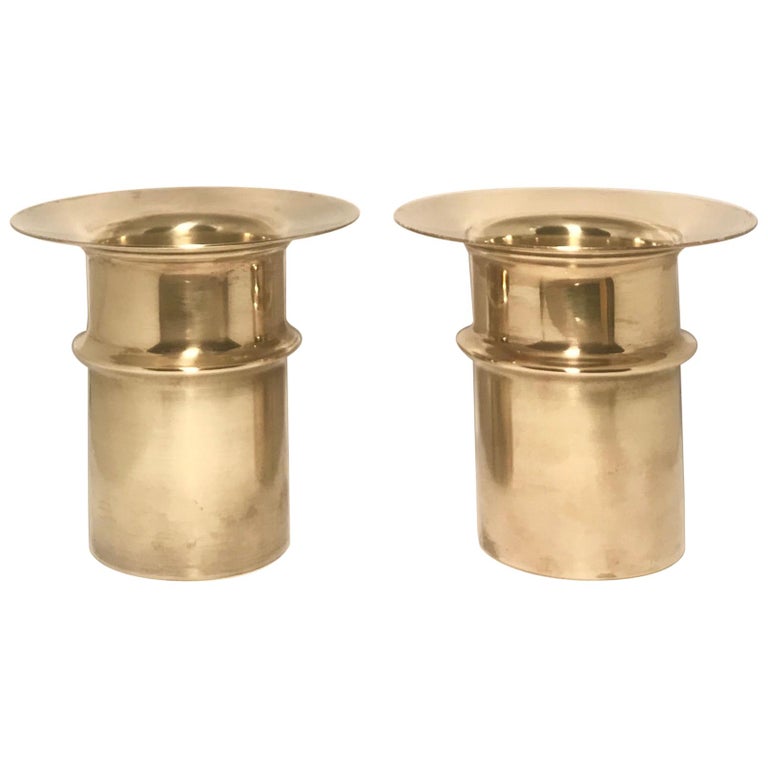 Rare 1970s Modernist Tapio Wirkkala Bronze Candleholders, Finland For Sale