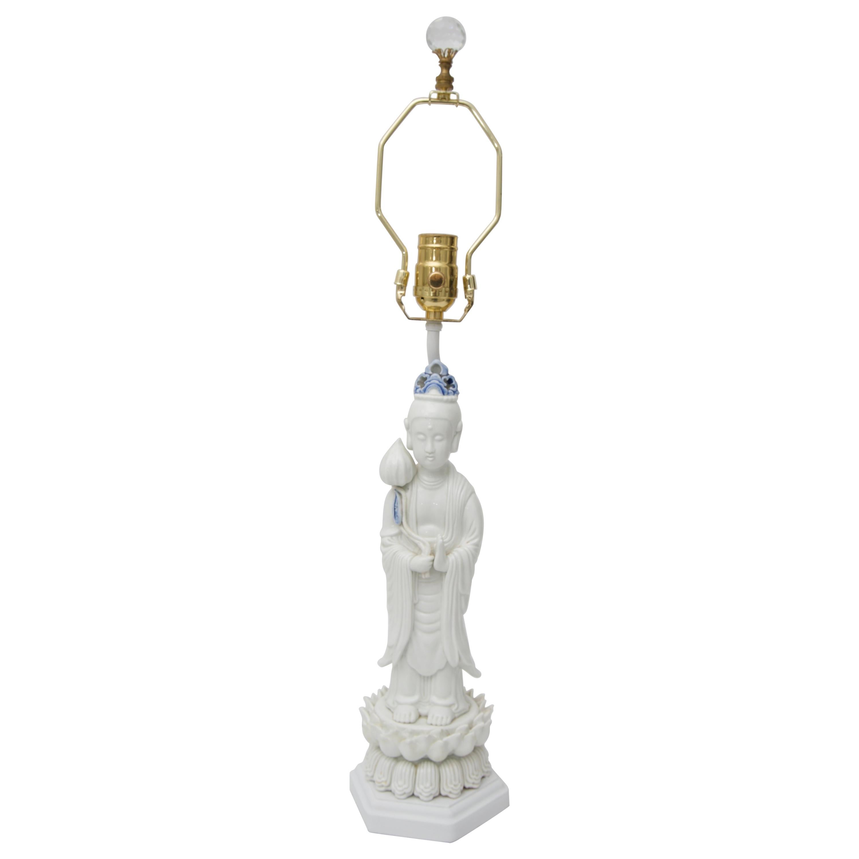 Blanc de Chine Quan Yin Table Lamp For Sale