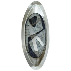 Salvador Teran Brass and Mosaic Mexican Modernist Tray, 1960s