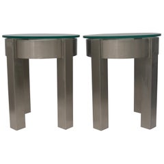 Pair of Stainless Steel Side Tables