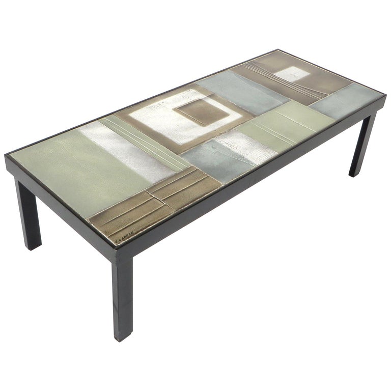 1940 S Beautiful French Ceramic Tiles Coffee Table At 1stdibs Roger Ca French Ceramic Tile Coffee Table Vallauris