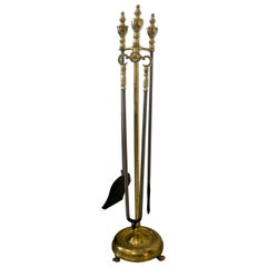 Antique Set of Brass Firetools        Fire Tools