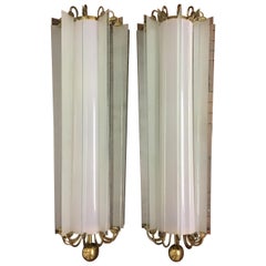 Pair of Monumental Art Deco Wall Sconces, Bauhaus, Germany, 1930s