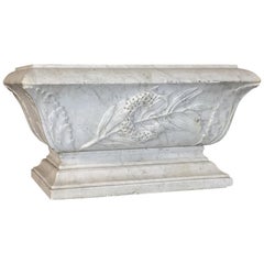 19th Century Louis XVI Carved Carrara Marble Neoclassical Planter