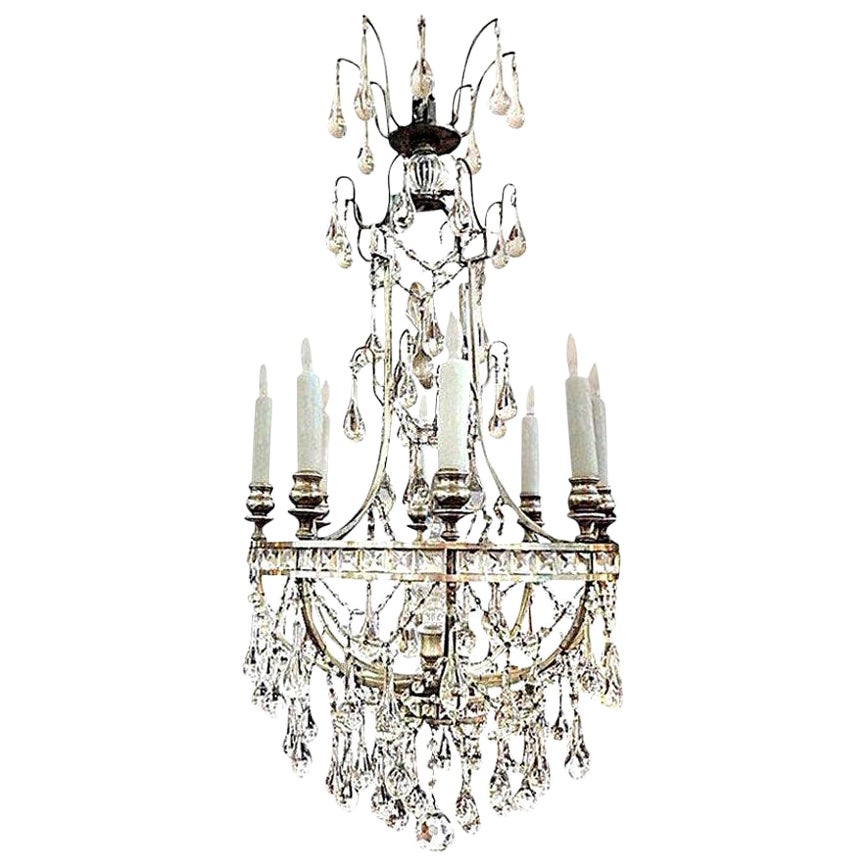 French Maison Baguès Style Eight-Light Crystal Chandelier