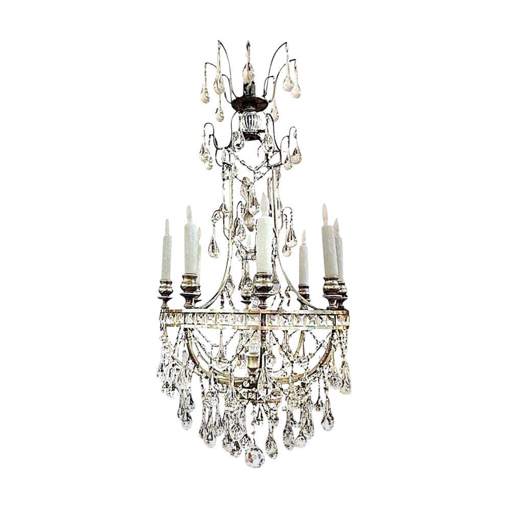 Lampadario di cristallo a 8 luci in stile Maison Baguès francese