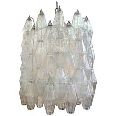 Italian Mid Century Modern Murano Glass Venini Style Polyhedral Chandelier