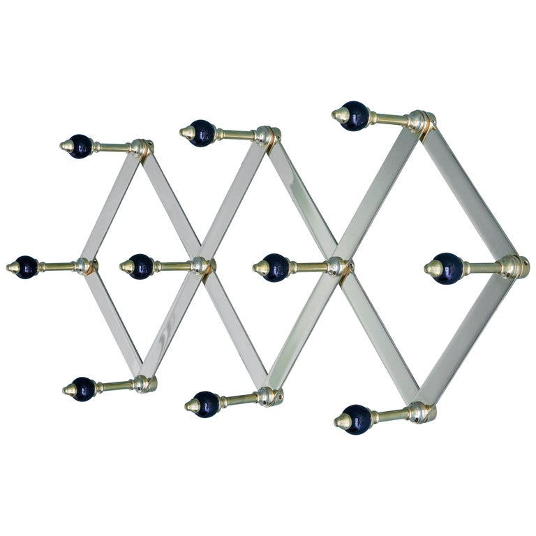 Azucena Coat Hanger in Brass and Walnut For Sale
